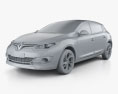 Renault Megane hatchback 2017 3d model clay render