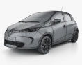 Renault ZOE with HQ interior 2016 3d model wire render