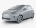 Renault ZOE with HQ interior 2016 3d model clay render