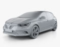 Renault Megane GT 2019 3d model clay render