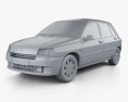 Renault Clio п'ятидверний Хетчбек 1994 3D модель clay render