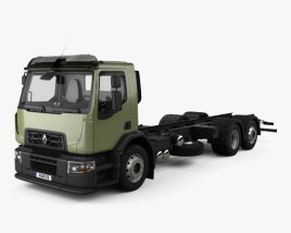 Renault D Wide Chassis Truck 3-axis with HQ interior 2016 3D model