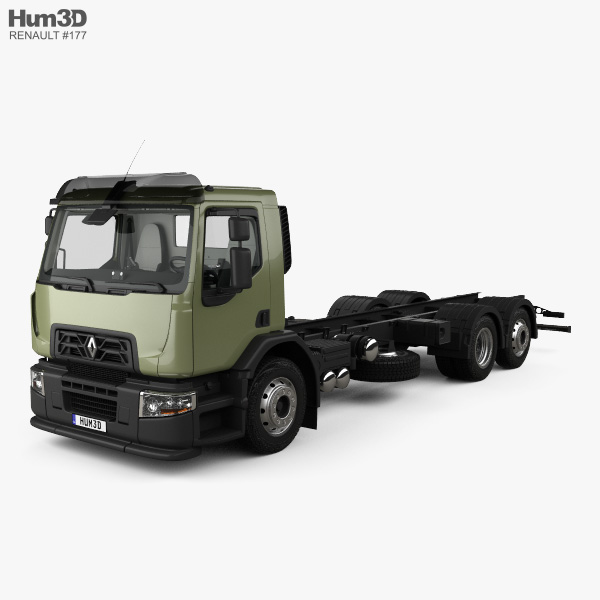 Renault D Wide Chassis Truck 3-axle with HQ interior 2016 3D model