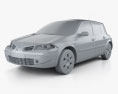 Renault Megane 5 porte hatchback 2006 Modello 3D clay render