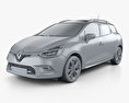 Renault Clio Signature Nav Estate 2018 3d model clay render