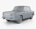 Renault 8 1962 3d model clay render