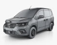 Renault Kangoo Van 2022 3D-Modell wire render