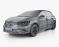 Renault Megane E-TECH Plug-in Hybrid 해치백 2021 3D 모델  wire render