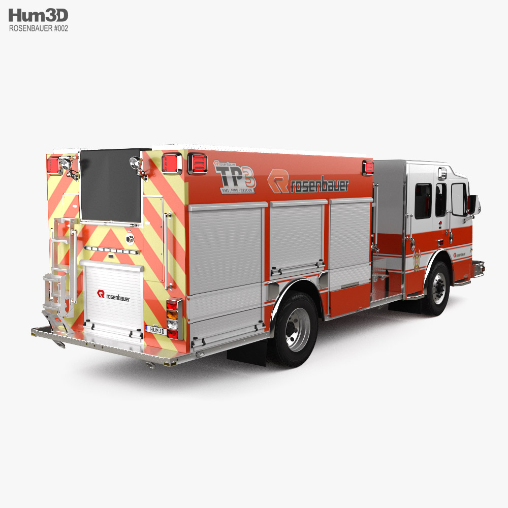 Rosenbauer TP3 Pumper Fire Truck with HQ interior 2022 3d model back view