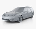 Saab 9-5 Aero wagon 2010 3D模型 clay render