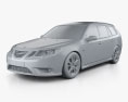 Saab 9-3 Sport Combi 2013 3d model clay render