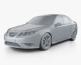 Saab 9-3 Sport sedan 2013 3d model clay render