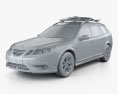 Saab 9-3 X 2013 Modello 3D clay render