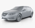 Saab 9-5 Sport Combi 2013 3D-Modell clay render