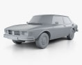 Saab 99 1972 3d model clay render