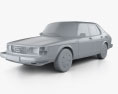 Saab 900 GLE combi 1994 3D 모델  clay render