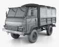 Saviem TP3 Flatbed Truck 1980 3d model wire render