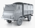 Saviem TP3 Flatbed Truck 1980 3d model clay render