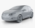 Seat Ibiza Sport Coupe 3-door 2014 3d model clay render