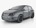Seat Ibiza hatchback 5-door 2014 3d model wire render