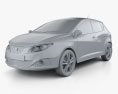 Seat Ibiza hatchback 5-door 2014 3d model clay render