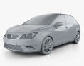 Seat Ibiza 5-door hatchback 2014 3d model clay render