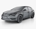 Seat Leon FR 5-door hatchback with HQ interior and engine 2016 3d model wire render