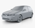 Seat Ibiza 3-door 2002 3d model clay render