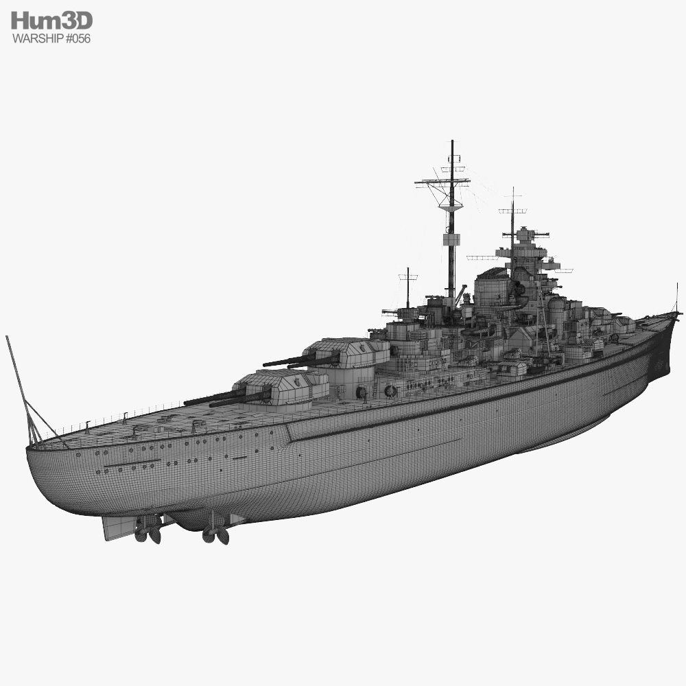 German Battleship Bismarck 3D Model - Ship On Hum3D