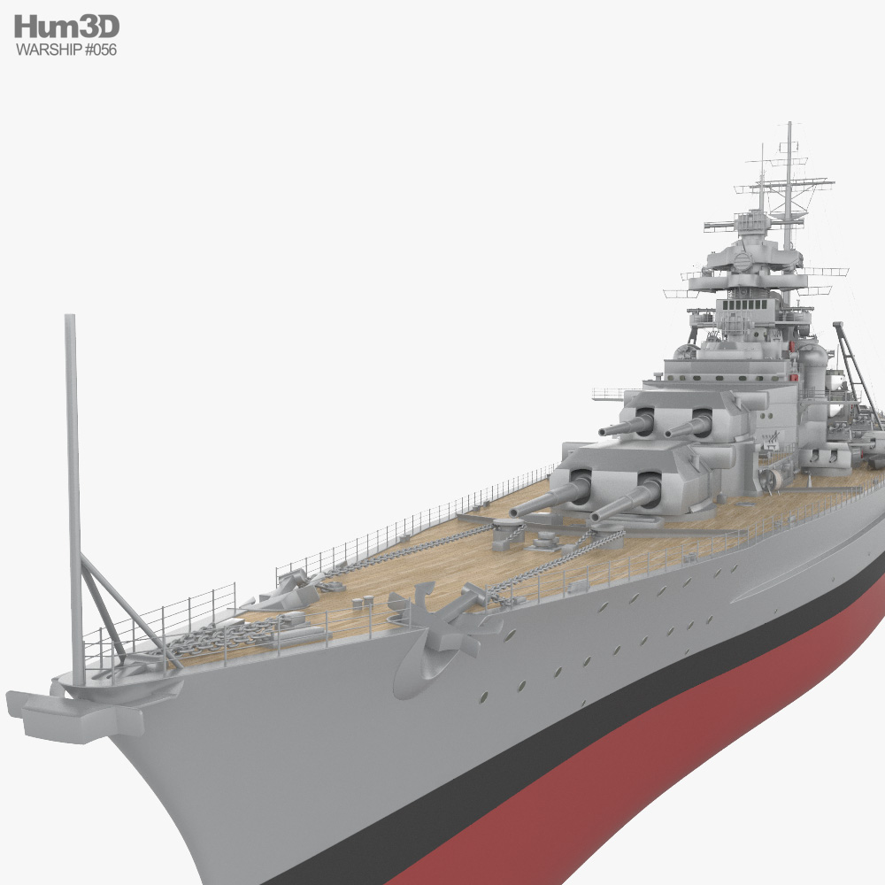 German Battleship Bismarck 3D Model - Ship On Hum3D