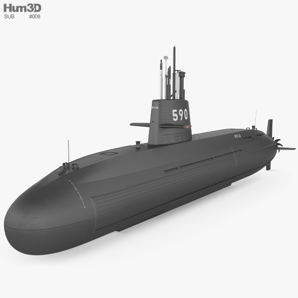 Oyashio-class submarine 3D model