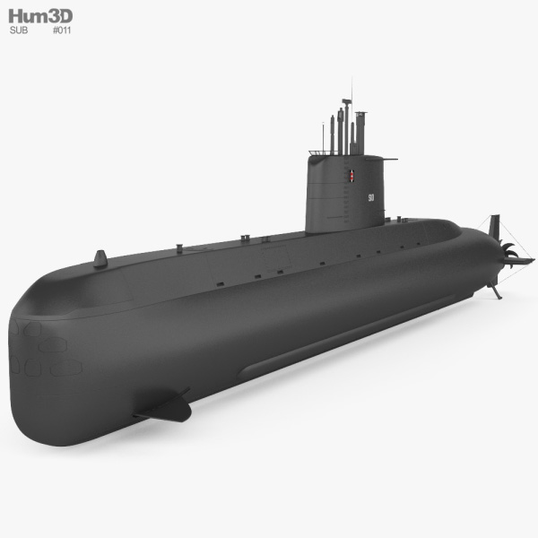 Type 209 submarine 3D model