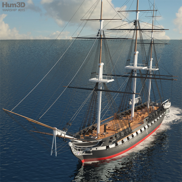 USS Constitution Heavy frigate 3D model