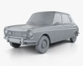 Simca 1100 1974 3Dモデル clay render