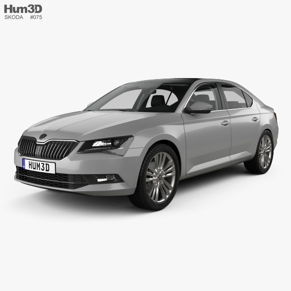 Skoda Superb liftback com interior 2016 Modelo 3d