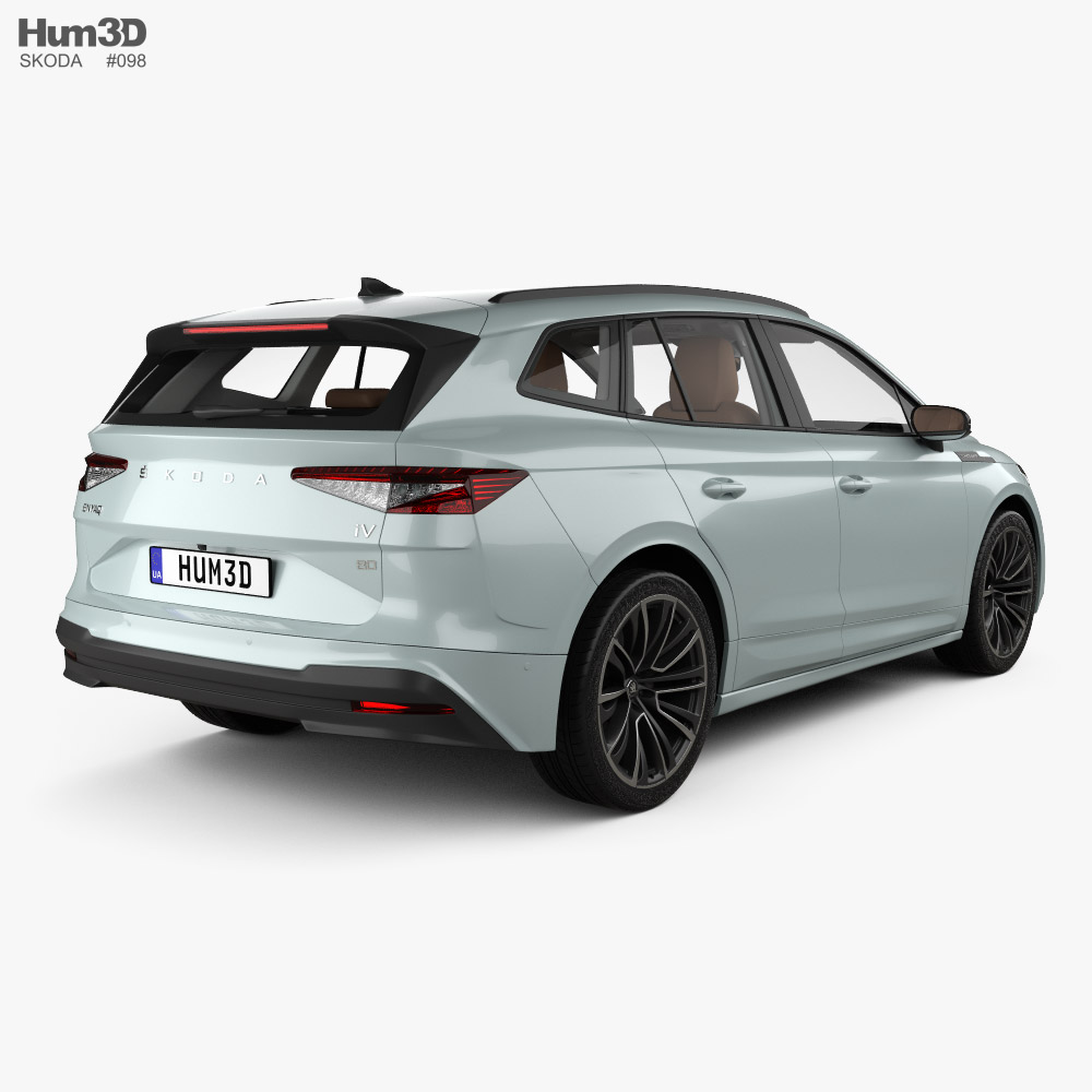 Skoda Enyaq iV Founders Edition with HQ interior 2022 3d model back view