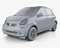 Smart ForFour Electric Drive 2020 3d model clay render