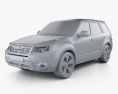Subaru Forester 2008 3D模型 clay render