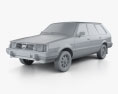 Subaru Leone estate 1978 3d model clay render