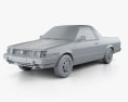 Subaru BRAT 1993 3D-Modell clay render