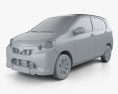 Subaru Pleo Plus 2015 3d model clay render
