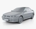 Subaru Impreza Coupe 2001 3D模型 clay render