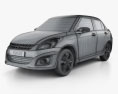 Suzuki (Maruti) Swift Dzire sedan 2015 3d model wire render