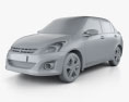 Suzuki (Maruti) Swift Dzire sedan 2015 3d model clay render