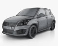 Suzuki Swift Sport 해치백 5도어 2017 3D 모델  wire render