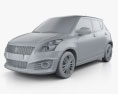 Suzuki Swift Sport 해치백 5도어 2017 3D 모델  clay render