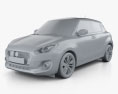 Suzuki Swift 2020 3d model clay render