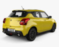 Suzuki Swift Sport with HQ interior 2020 3d model back view