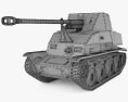 Marder III Tank Destroyer 3d model wire render