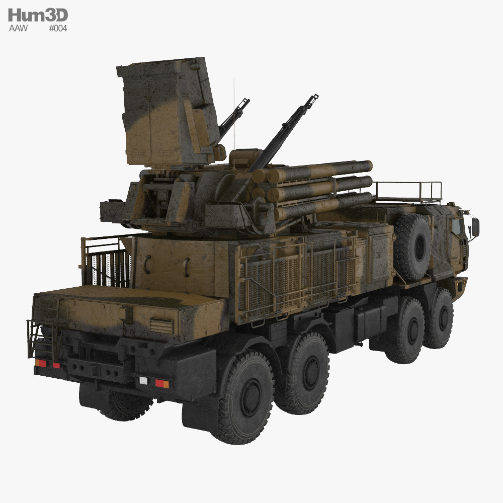 Pantsir missile system 3d model back view